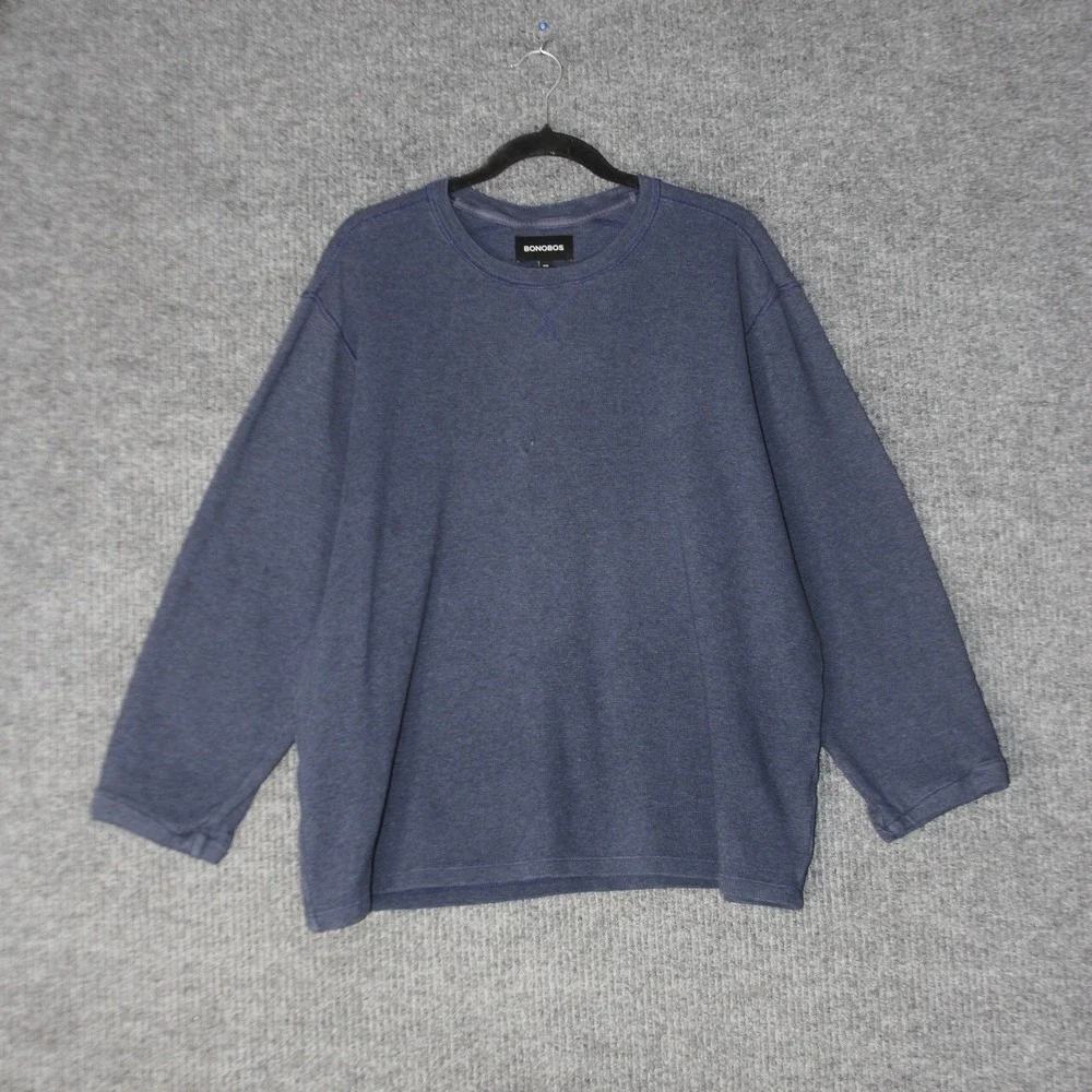 Bonobos Crewneck Sweatshirt Thermal Mens XXL Blue Long Sleeve Pullover Cotton
